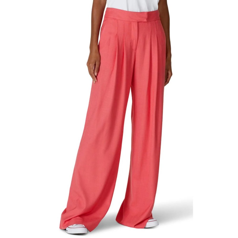 Veronica Beard Melon NOEL Pleated Woven Viscose Trousers Size 8 Pants